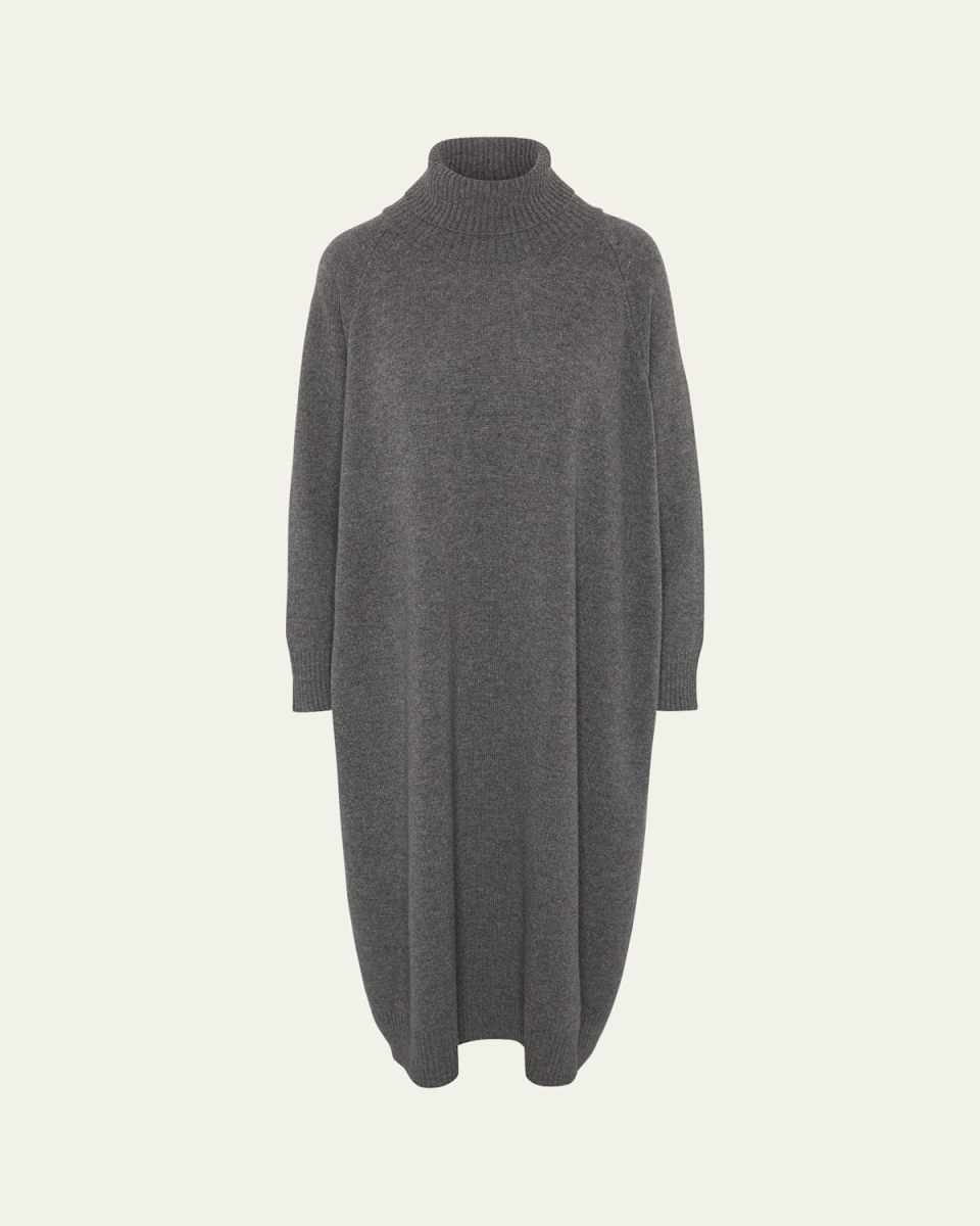 Wide Raglan Sleeve Roll Neck Dress